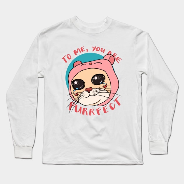 To Me You Are Purrfect Print Design Long Sleeve T-Shirt by Jamille Art